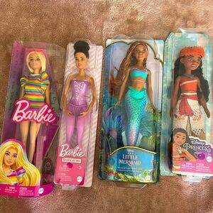 Barbie Disney Princess doll lot Rainbow ballet little mermaid Moana